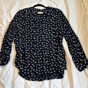 Elegant Navy Floral Blouse